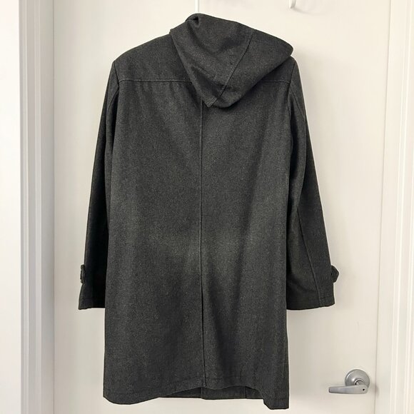 Forever 21 Men's Wool Blend Charcoal Gray Button Up Trench Duffle Peacoat XS - Picture 8 of 10